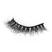On a white background, a beautiful black eye lashes called Blessing 3D Mink Lashes in a round shape. 15mm length.